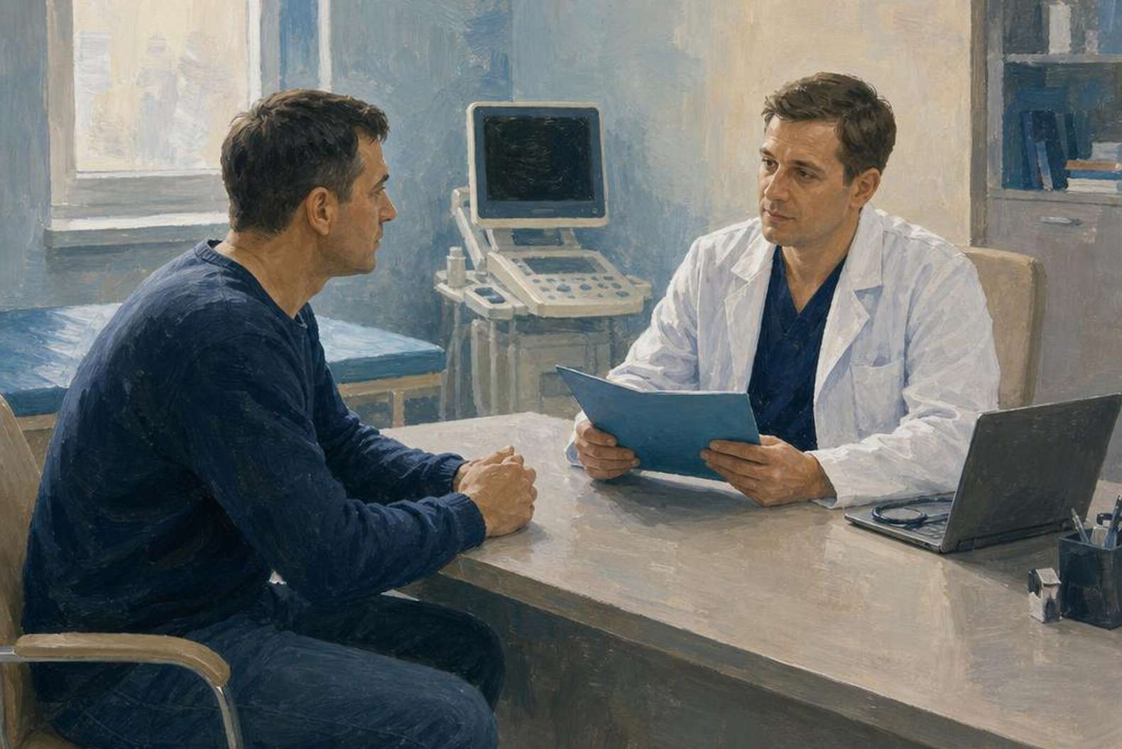 Мужчина на приёме у врача-нарколога