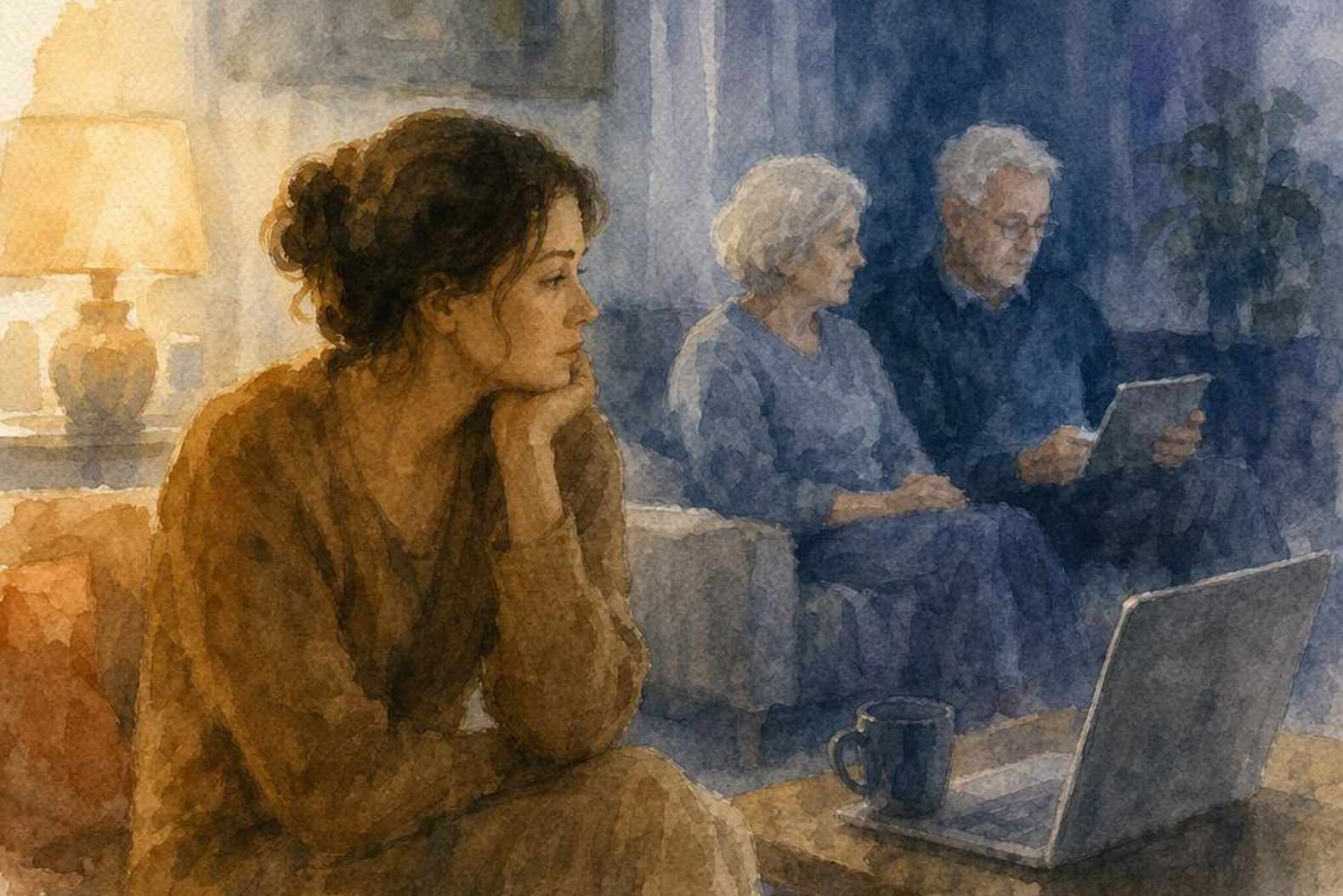 Семейный круг: свекровь, сын и невестка реагируют на пьющего