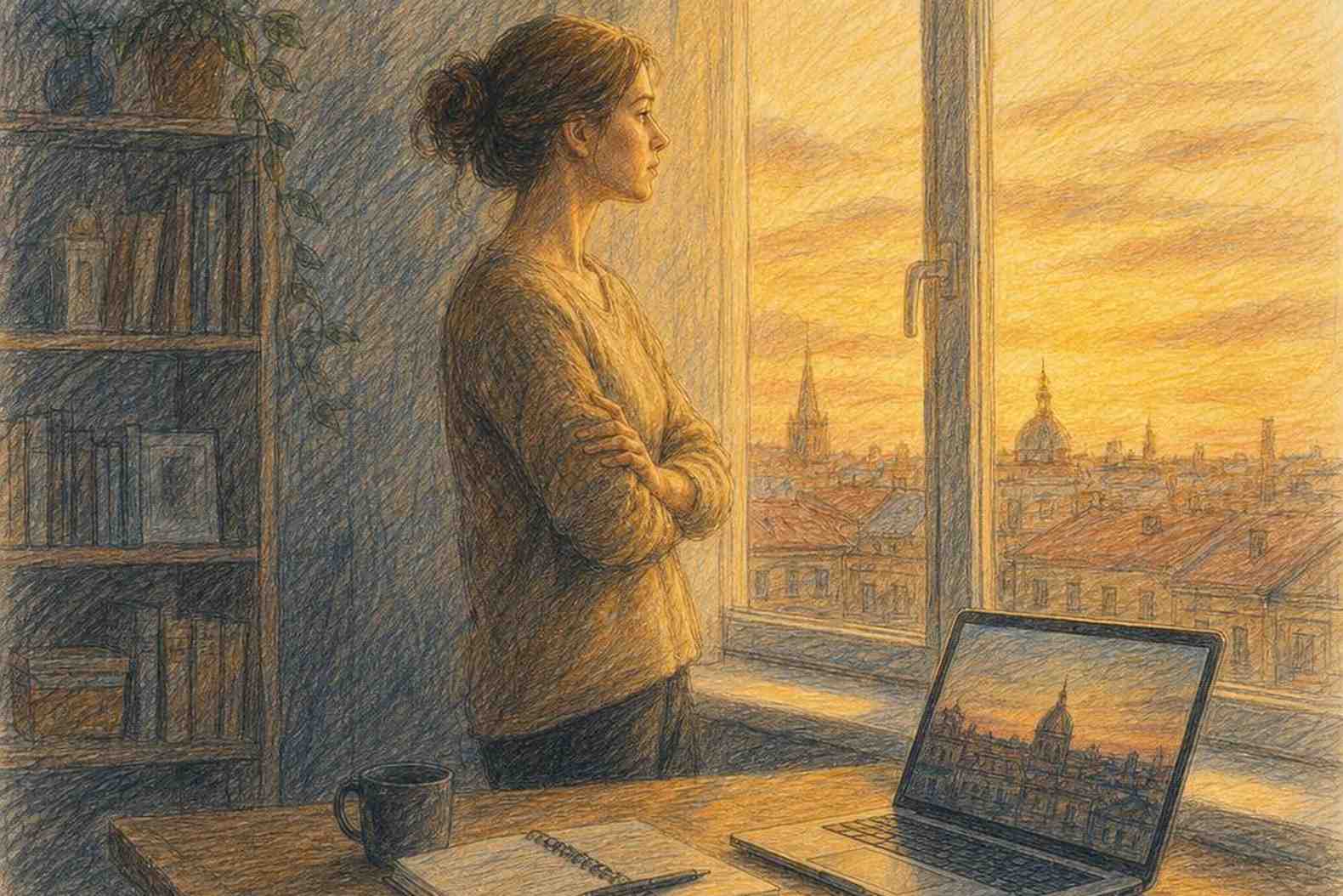 женщина у окна, момент внутреннего решения