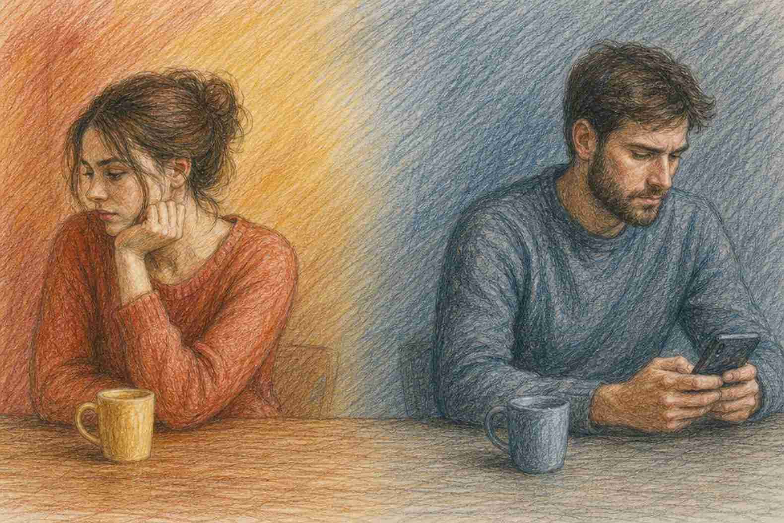 муж и жена за столом, эмоциональная дистанция в семье